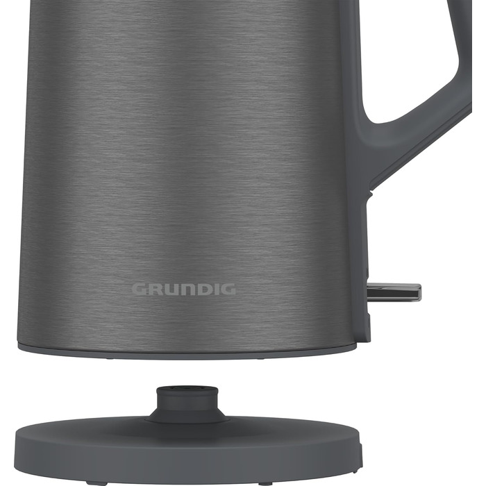 Чайник Grundig WK 7340, потужність 2 150 Вт, ємність 1,5 л, змотувач кабелю, автоматичне вимкнення, прихований нагрівальний елемент з нержавіючої сталі, Cool Touch з подвійною стінкою, Dark Inox