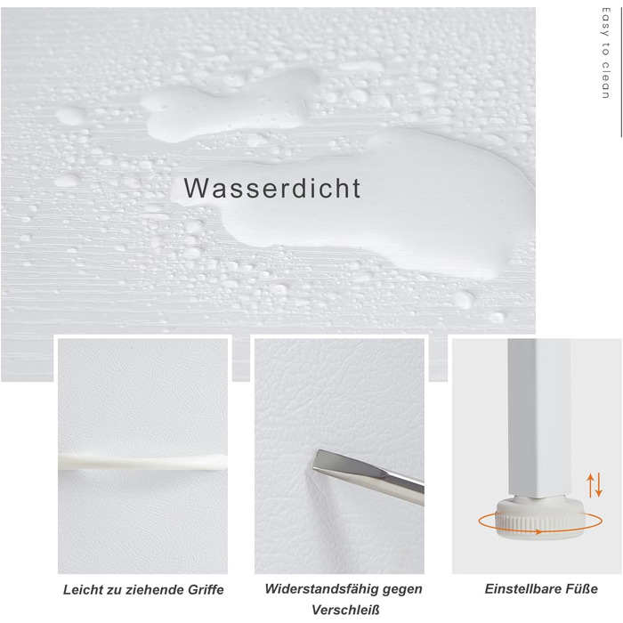 Набір приліжкових тумбочок DUMOS (2 шт.) з ящиком, індустріальний стиль, білий | Приліжкові столики для спальні, дитячої, вітальні | Набір для зберігання