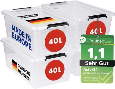 4 набори Astor24 ящики для зберігання прикрас 40 л (60 кульок) - для різдвяних прикрас, їстівний пластик, стекові