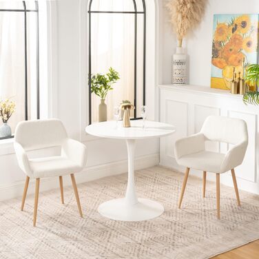 Комплект з 2 стільців для обідньої зони Cosy: м'які, з підлокітниками, білі, 56x56x78 см