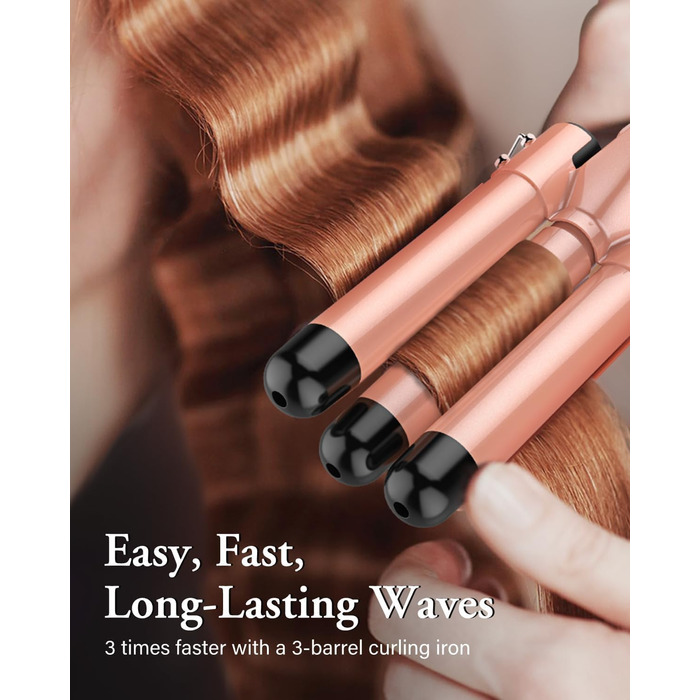 BESTOPE PRO 5-в-1: Набір для створення локонів та випрямлення волосся (3 насадки) Рожеве золото