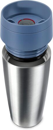 Термокружка Emsa N20210 Travel Mug Classic Isolierbecher, 0.36 л, нержавіюча сталь, 4 год гаряче, 8 год холодне, герметична, для миття в посудомийній машині, 360° клапан, синій