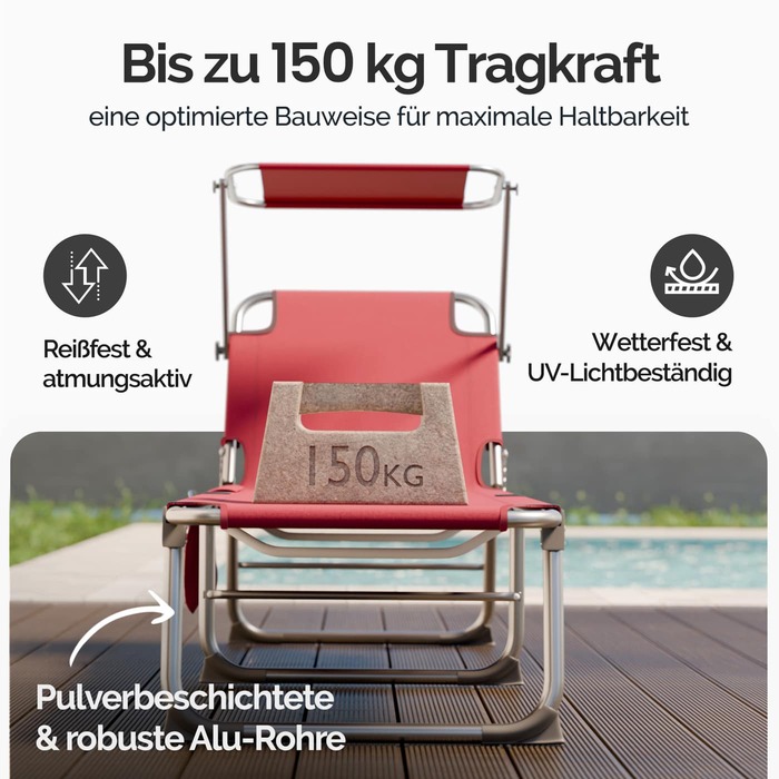 Шезлонг Ibiza Ruby Red 190x59x29см Alu Sun Canopy
