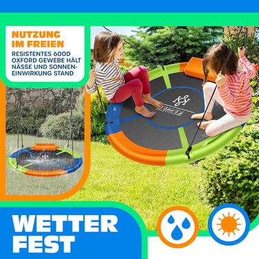 Шоукель KESSER® Tellershaukel Ø 120cm, до 300кг, з подушкою та 4 ручками, регульована, для дітей та дорослих, Indoor & Outdoor, кольорова