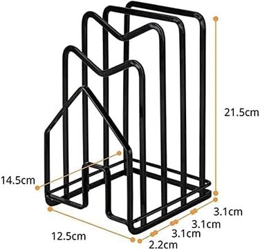 LINFIDITE Металева обробна дошка Стійка Обробна дошка Органайзер Підставка Тримач Кухонна стільниця Тримач кришки каструлі 12,5x14,5x21,5см (чорний-2шт)