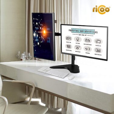 Підставка для монітора RICOO на 2 монітори, Dual Monitor Arm, TS3811, для 17-27 дюймів, PC Gaming, стіл