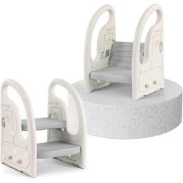 Триттхокер для дітей Onasti 2 сходинки, регульована висота, сірий. Зручний триттхокер для малюків 1.5-5 років