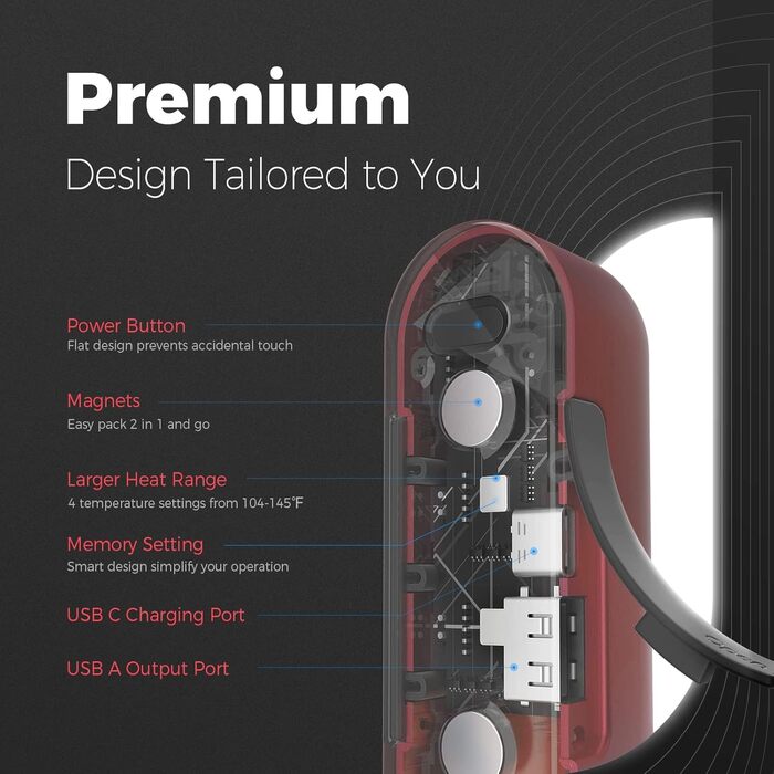 Електричний грілка для рук OCOOPA MagTwins (Рожевий), 10000 mAh, 4 режими нагріву, USB Powerbank, 2 шт.