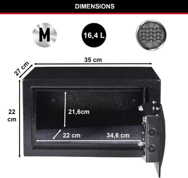 Сейф Master Lock з електронним кодовим замком, 16 літрів, 22 x 35 x 27 см