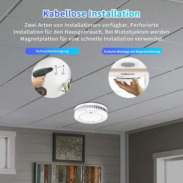 Набір з 3 димових сповіщувачів Mini, з батареєю на 10 років, сертифікат TÜV Rheinland, без індикації, автономні, білі