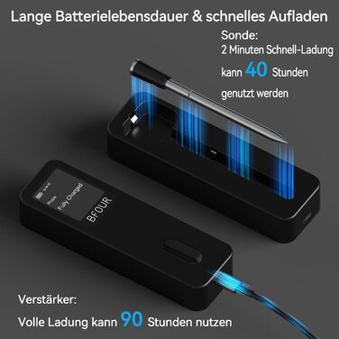 Термометр для м'яса BFOUR BF-30 PRO: бездротовий Bluetooth термометр для гриля з підключенням до додатку, LCD-дисплей, IP67 водонепроникний, для BBQ, духовки, гриля, кухні (чорний)