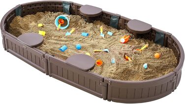 Дерев'яний пісочниця VEVOR з кришкою, восьмигранна, з 4 місцями для сидіння та підстилкою, для дітей 3-12 років, для саду, подарунок для хлопчиків та дівчаток (пластик + овал)