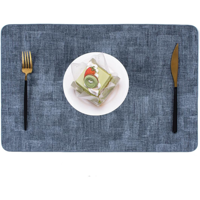 Набір тканих серветок з екошкіри для столу, вологостійкі, стійкі до плям, термостійкі, легко миються, PU серветки для кухні та обіднього столу (Темно-синій, 6 шт.)