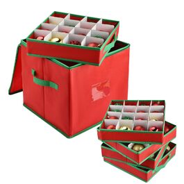 Коробка для зберігання новорічних прикрас VITEVER з регульованими перегородками, 64 кишеньки, 32x32,5x33 см