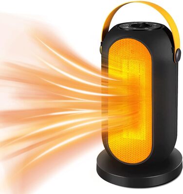 Електричний обігрівач з керамічним PTC нагрівачем, 1200W, з термостатом та захистом від перегріву та перекидання. Підходить для дому та офісу.