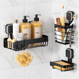 Корзина для душу TAILI з присосками, нержавіюча сталь, без свердління, чорна, 2 шт.