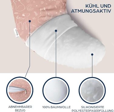 Подушка для вагітних Niimo XXL - подушка для годування & підтримки тіла, 200x70 см, бавовна, Dusty Pink Forest
