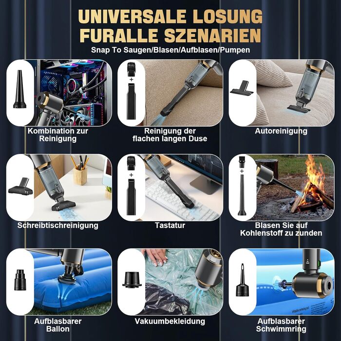 Акумуляторний ручний пилосос 4-в-1 для авто та дому, безщітковий двигун 28000Па, 3 режими потужності, міні-пилосос для офісу та кухні