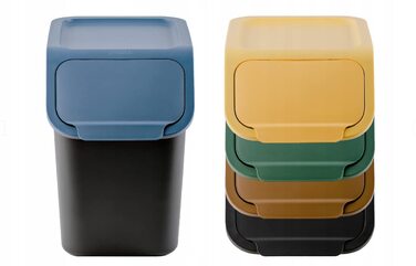 Практичний набір з 3 контейнерів для збору сміття / система поділу сміття на кухні / Система видалення сміття з відкидною кришкою / кошик для сміття з кришкою / відро для сміття / система видалення сміття (4x25 л 4, 5 л)