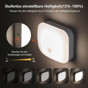 Нічник з датчиком руху, LED нічник у розетку з регулюванням яскравості та 3 режимами (Авто/Увімкнено/Вимкнено), тепле біле освітлення для дитячої кімнати, спальні, коридору, кухні (2 шт.)