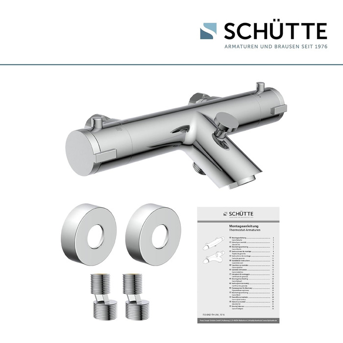 Змішувач для ванни Schütte London з термостатом, захист від ошпарювання 38°C, хром