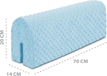 Захист для ліжечка дитячого 90 см з м'яким бортиком Minky, бортик на ліжко, захист від випадання для малюка, блакитний