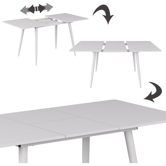 Розкладний стіл Vicco Esstisch Beaver, 80x70 см, білий (120-160x75x80 см)