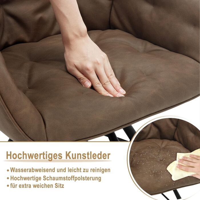 Крісло для їдальні WOLTU EZS61br-1, коричневе, з підлокітниками, на металевих ніжках, обтягнуте штучною шкірою, для кухні, вітальні, їдальні