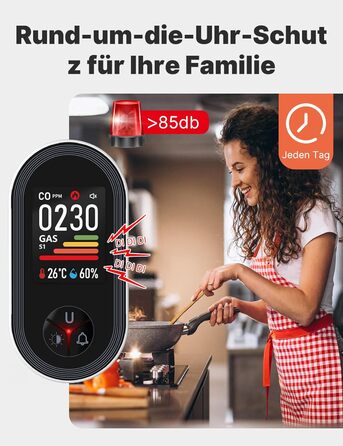 Детектор чадного газу MOES з вилкою, 3-в-1: CO, температура та вологість, акустичний сигнал, для дому та кемперів, 1 шт. (CO+GAS, 2 шт.)