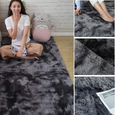 Килими Leesentec, круглі килими для спальні, вітальні, нековзні м'які пухнасті килимки, волохаті килимки, великі Килимки для передпокою (білий/сірий, 140) (чорний, сірий, 120*160 см)