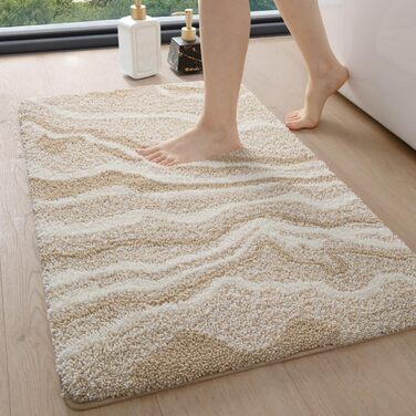 Килимок для ванної кімнати DEXI 44 x 76 см, антиковзаючий, миючий, з мікрофібри, швидковисихаючий, для душу, ванної, пральні, бежевий