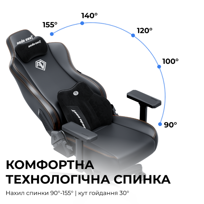 Крісло ігрове Anda Seat Kaiser 3E Dark Grey Fabric Size XL