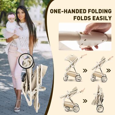 Дитяча коляска 3 в 1 Gcarebb з автокріслом, легка та портативна, комплект для новонароджених 0-4 роки, комбінована коляска з алюмінієвим каркасом