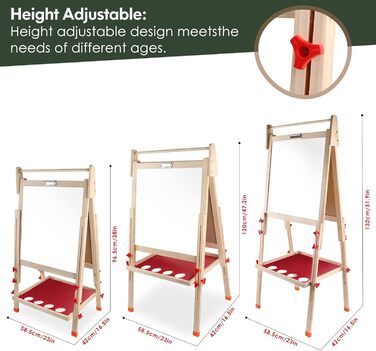 Дитяча дошка-мольберт Kramow з двома сторонами та магнітною поверхнею. Ідеальний подарунок для творчості та навчання дітей від 3 років