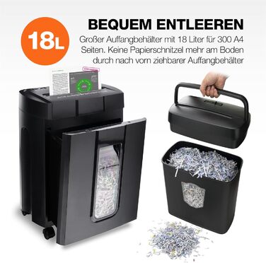 Шредер для паперу Peach Partikelschnitt PS500-70: 16 листів, 18 літрів, P-4, 30 хв безперервної роботи, 2000 аркушів, DSGVO, 4 x 38 мм