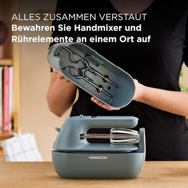 Міксер ручний Kenwood QuickMix Go HMP40.000RD, сіро-блакитний, 350W, з нержавіючою сталею, з кейсом
