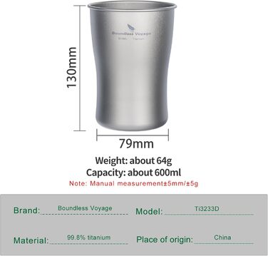Металевий термокружка iBasingo 600мл Ti3233D - для кемпінгу, подорожей, напоїв