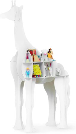 Дитяча полиця Cardboard Co Жираф Іві в білому кольорі - підходить приблизно для 44 тоні, іграшок або дитячих книг - 100 без пластику (натуральний білий)