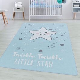 Дитячий килим SIMPEX Star Design 160 x 230 см Синій прямокутний - килим з коротким ворсом Дитячий ігровий килимок антиалергенний і екстра м'який - Килимки для дитячої кімнати для хлопчика і дівчинки Дитячий килимок