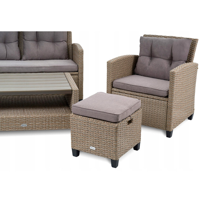 Комплект садових меблів з техноротанга Di Volio Firenze DV-016GF, бежевий, 6 предметів