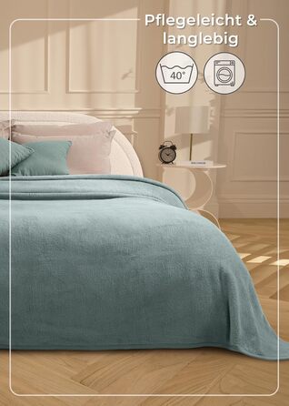 Плед LAYENBURG Premium з бавовняного міксу, 150x200 см, Eukalyptus (Евкаліпт), сертифікат Oeko-Tex 100