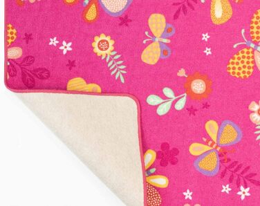 Дитячий килимок Primaflor - Papillon, рожевий, 100x150см, міцний ігровий килимок з метеликами, високоякісний килимок для дитячої кімнати, ігровий килимок для хлопчиків/дівчаток рожевий 100 х 150 см