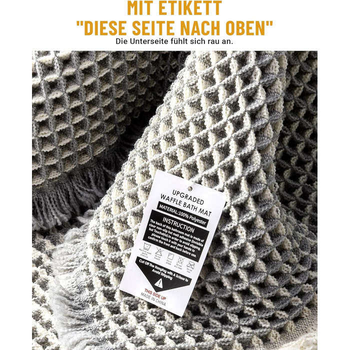 Набір килимків для ванної кімнати, антиковзні килимки, килимок для ванної кімнати (2 шт), стиль бохо, для ванної, спальні, вітальні, прання, душ, декор, 51 x 120 см + 41 x 61 см, коричнево-білий (сіро-білий)