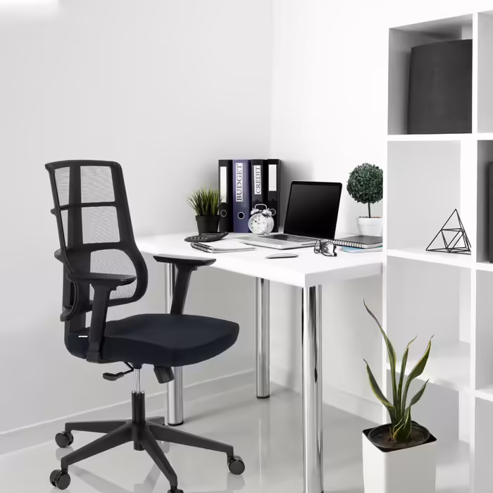Офісне крісло / поворотне крісло SPINIO сітка / тканина чорна hjh OFFICE