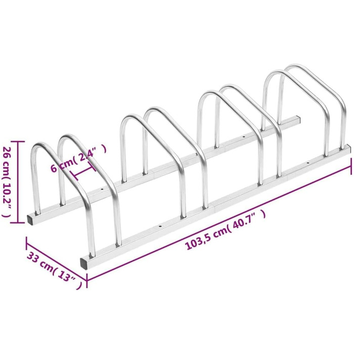 Кріплення для велосипедів, Кріплення для велосипедів Стійка для велосипедів Антизлодійська велосипедна стійка Парковка для гаражного саду, Підлогова підставка, оцинкована (4, сталь)