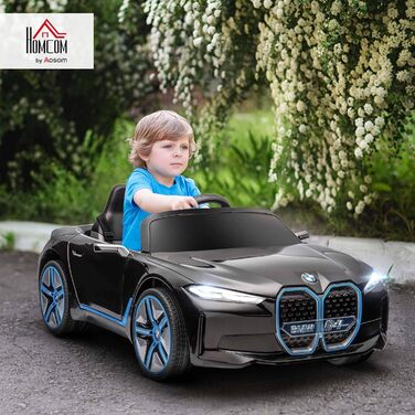 Дитячий електромобіль HOMCOM BMW з пультом, фарами, MP3, ременем безпеки, 3-5 км/год, чорний, для дітей 3-5 років
