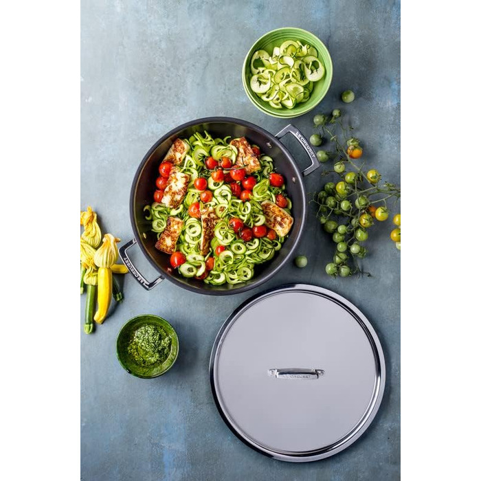 Сковорода з антипригарним покриттям Le Creuset, 30 см, з кришкою, для всіх плит (індукція), нержавіюча сталь, 96102830000000