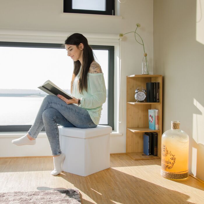 Relaxdays Складний табурет з місцем для зберігання, льон