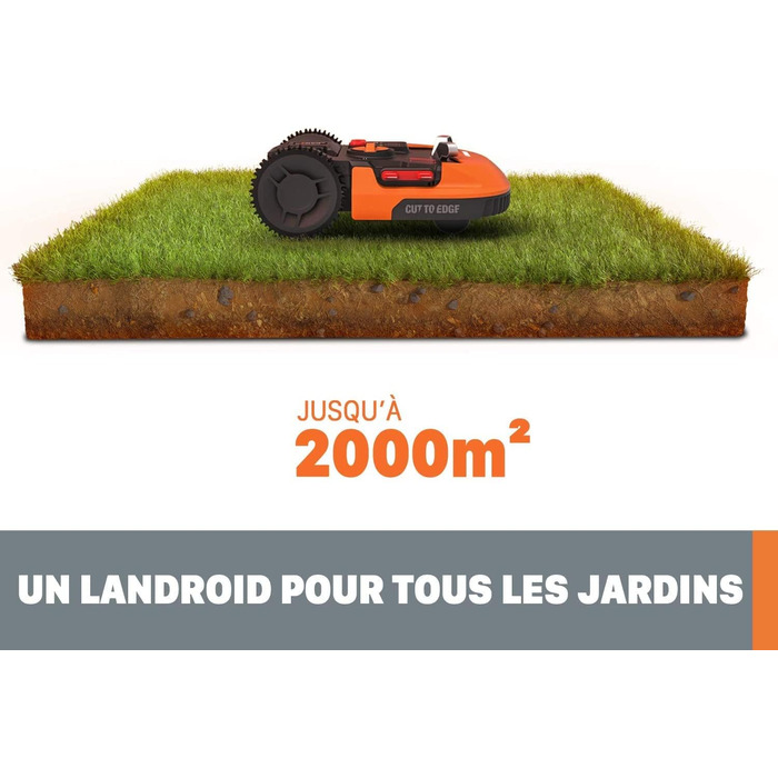 Робот-газонокосилка WORX Landroid L WR155E для газонів до 2000 м², з обмежувальним кабелем, AIA Navigation, керування через додаток, Wi-Fi, Bluetooth, кут нахилу до 35%