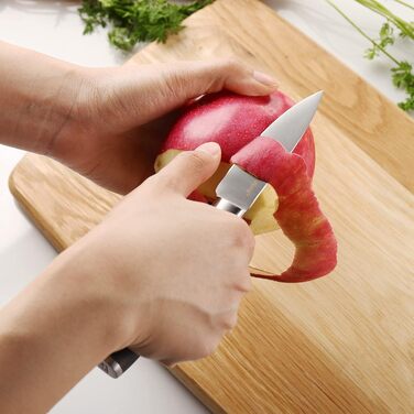 Набір кухонних ножів Keemake 7 предметів з дерев'яним блоком, професійний набір ножів з нержавіючої сталі та пластикової ручки